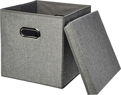 Amazon Basics Foldable Burlap Cloth Cube Storage Bins by AmazonBasics