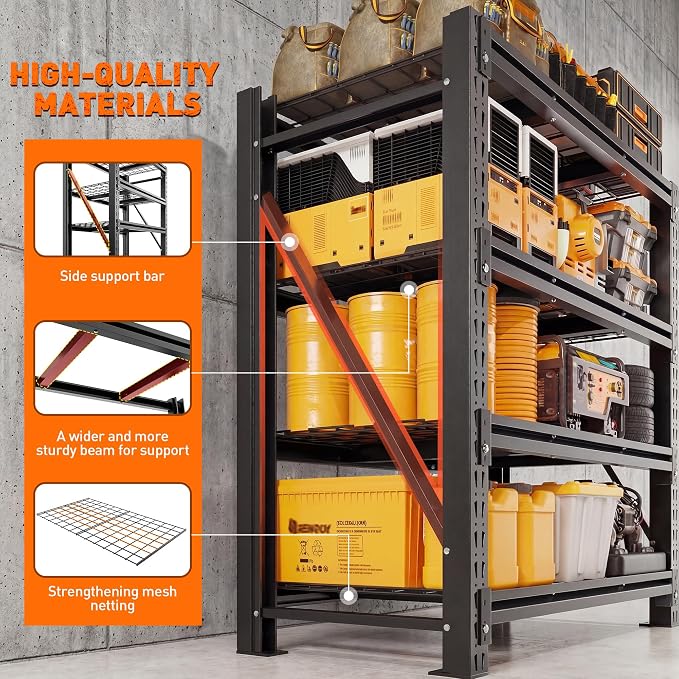 Romorgniz 51.6" W Garage Shelving 3000LBS Heavy Duty Storage Shelves Adjustable - Image 6
