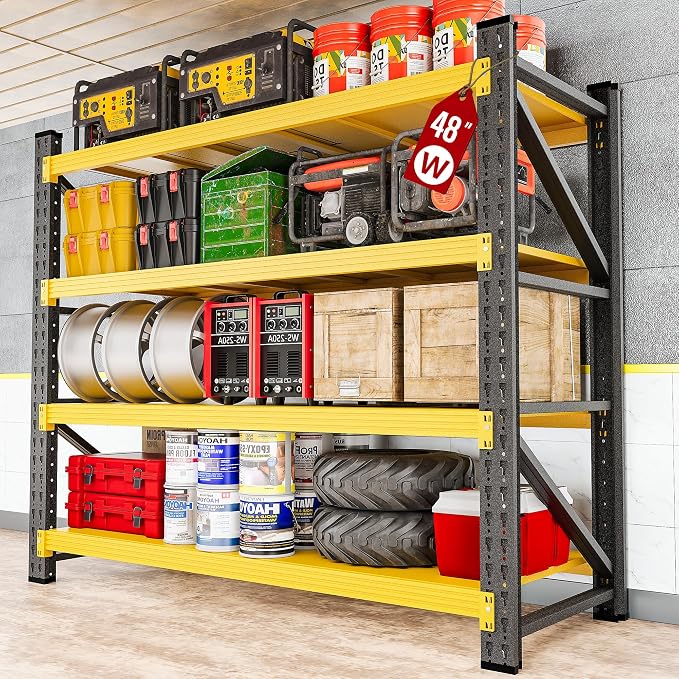 48" Wide Heavy Duty Garage Shelving Units, 3000LBS Deep Storage Shelves by SISESOL