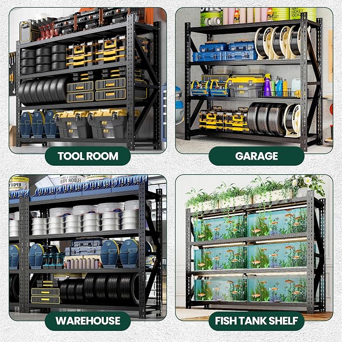 Heavy Duty Garage Storage Shelves 8000LBS Capacity, 4-Tier Adjustable - Image 9