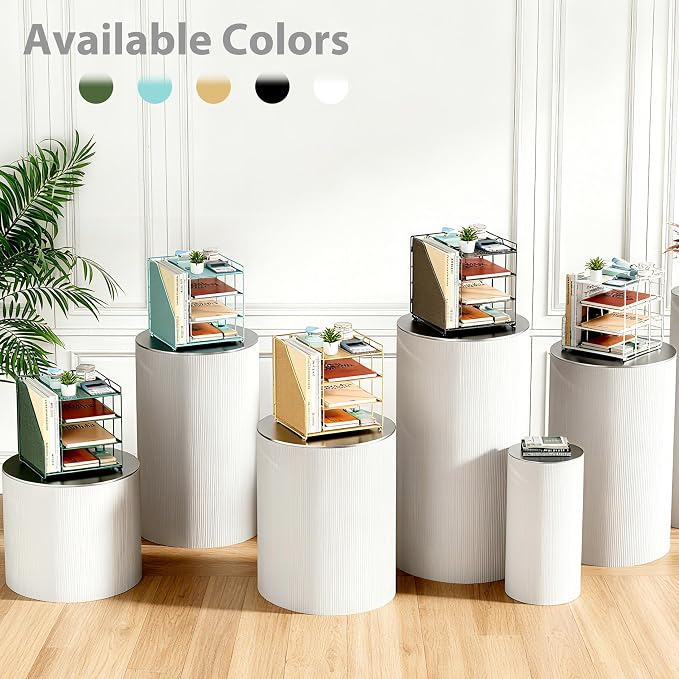 White Desk Organizer and Accessories, 4-Tier Paper Organizer - Image 7