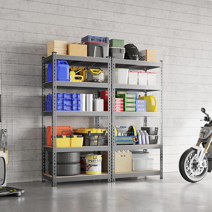 Yaheetech 5-Tier Heavy Duty Storage Shelves 28" W x 12" D x 60" H Dark Gray | - Image 2