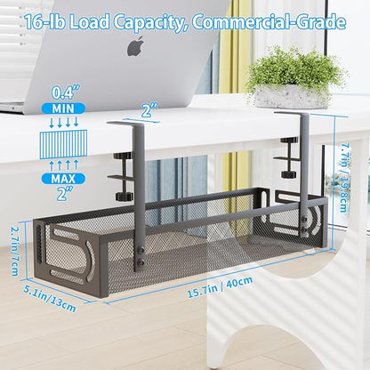No Drill Under Desk Cable Management Tray, SONATURE 15.7" Cord Organizer - Image 2