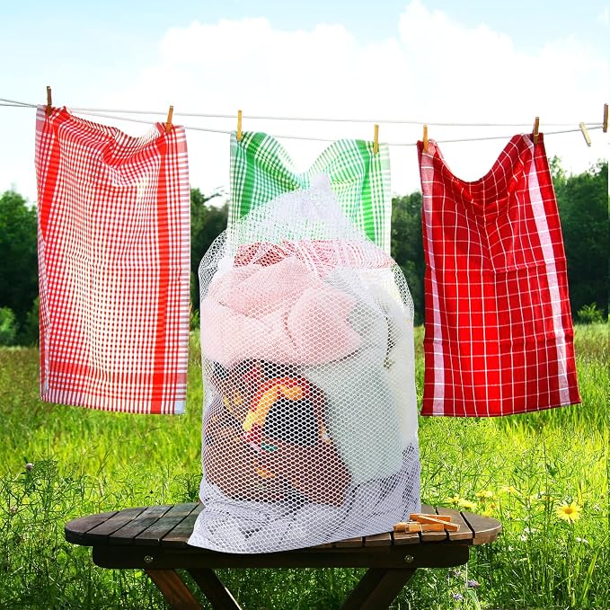 TecUnite 10 Pcs Mesh Bags Drawstring Laundry Bags Large Nylon Mesh Gift - Image 7