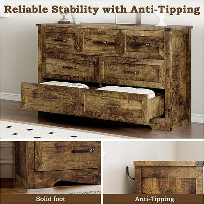 7-Drawer Dresser for Bedroom, Modern Wooden Chest of Drawers - Image 6