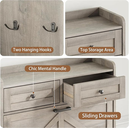 Shoe Cabinet with 3 Flip Drawers & 2 Top Drawers, Hidden Slim Shoe Rack - Image 6
