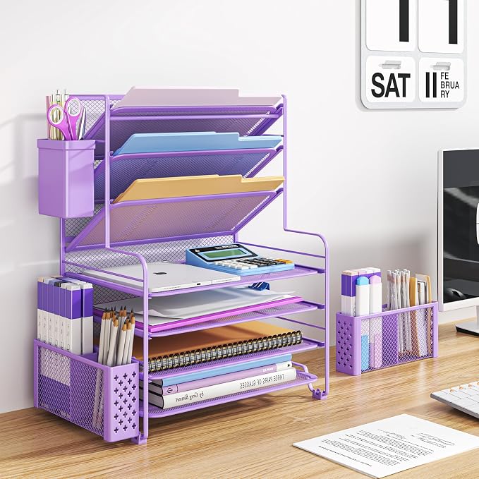 Simple Trending 7 Tier Desk File Organizer, Letter Tray Paper Organizer - Image 2