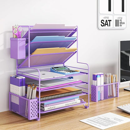 Simple Trending 7 Tier Desk File Organizer, Letter Tray Paper Organizer - Image 2