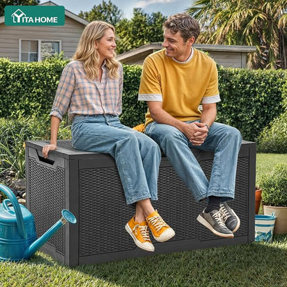 YITAHOME 100 Gallon Outdoor Storage Box, Large Water Resistant Resin Deck Box - Image 4
