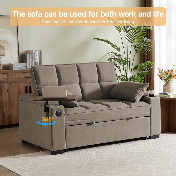 hansones 65" 3-in-1 Sofa Bed, Pull Out Sleeper Sofa - Image 5