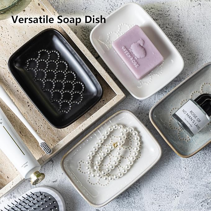 Gomakren Soap Dish for Shower, Christmas Ceramic Soap Dishes for Bar Soap Sponge - Image 7