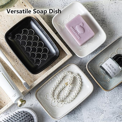 Gomakren Soap Dish for Shower, Christmas Ceramic Soap Dishes for Bar Soap Sponge - Image 7