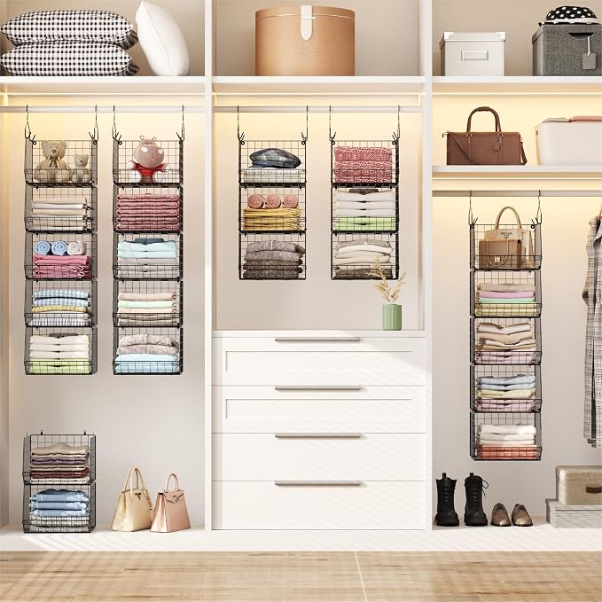 X-cosrack 5 Tier Closet Hanging Organizer, Clothes Hanging Shelves - Image 2