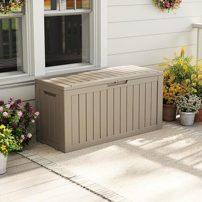 EasyUp 85 Gallon Outdoor Storage Box, Resin Waterproof UV-Resistant Deck Box - Image 7