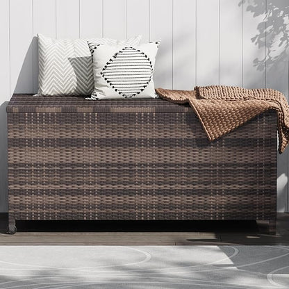125 Gallon Large Deck Box Waterproof PE Rattan Outdoor Storage Box - Image 7