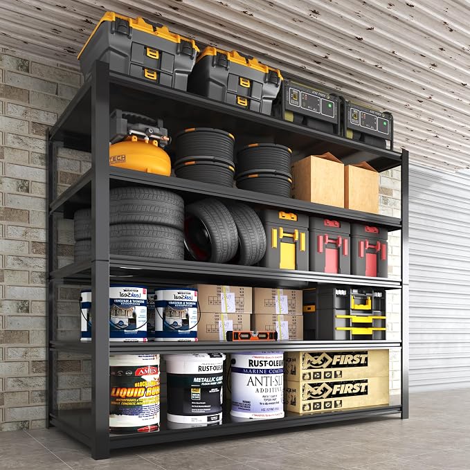 5 Tier Adjustable Metal Shelving Storage Rack, Storage Shelves, 59.8" Wx24 by Nexvrtau
