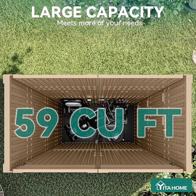 YITAHOME 59 Cuft Outdoor Tall Storage Shed, Waterproof Vertical Resin Shed - Image 5
