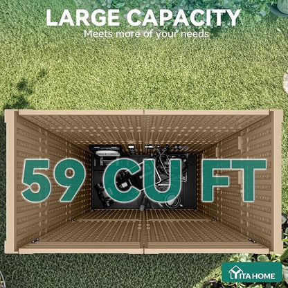 YITAHOME 59 Cuft Outdoor Tall Storage Shed, Waterproof Vertical Resin Shed - Image 5