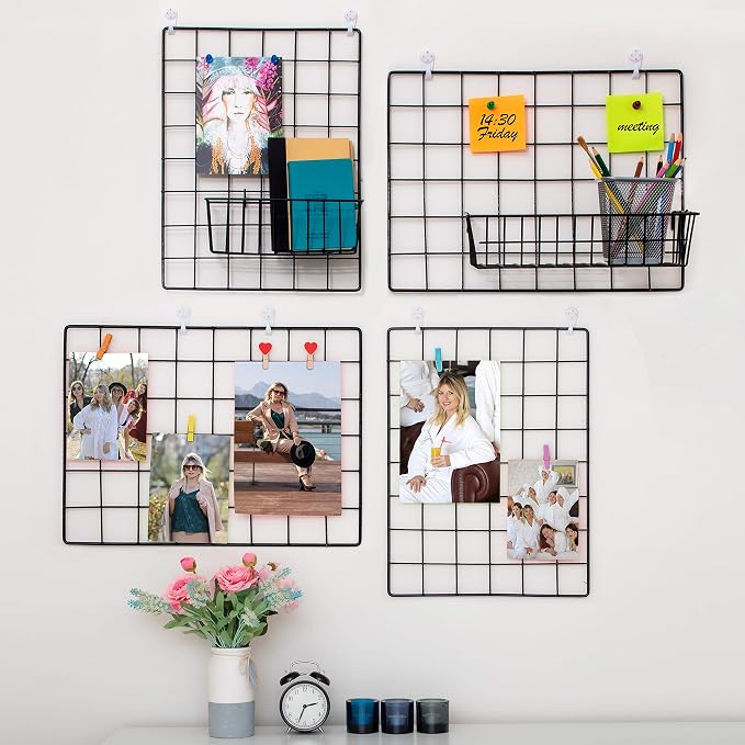 ODOXIA 4-Pack Wire Wall Grid Panel | Photo Grid Wall Decor | Metal Board by Odoxia