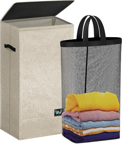 WTREE Laundry Hamper with Lid, Reinforced Sturdy Clothes Hamper with by WTREE