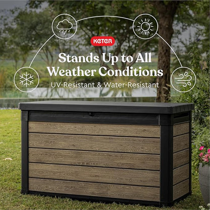 Keter Signature Collection 100 Gallon Resin Deck Box Organization Box and - Image 3