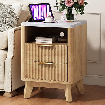 AMERLIFE Fluted Nightstand by AMERLIFE