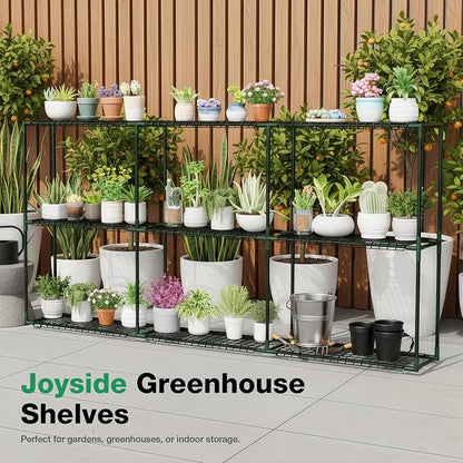 Joyside Outdoor Plant Shelves, 3 Tier 1 Pack Metal Extra-Long Stable Greenhouse - Image 8