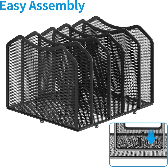 Simple Trending Mesh Desktop File Sorter Organizer, 5-Section Bookshelf - Image 4
