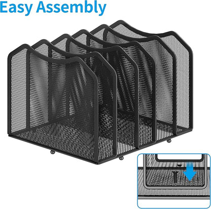 Simple Trending Mesh Desktop File Sorter Organizer, 5-Section Bookshelf - Image 4