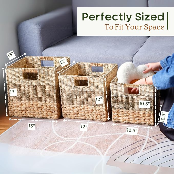 11 Inch Cube Storage Bins, Wicker Storage Baskets - Image 4