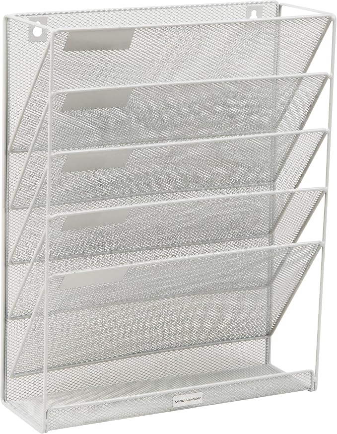 Mind Reader 5-Pocket Vertical File Storage, Desktop Organizer, Wall Mount - Image 7