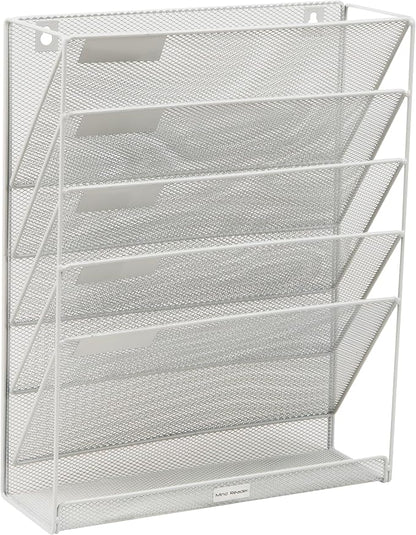Mind Reader 5-Pocket Vertical File Storage, Desktop Organizer, Wall Mount - Image 7
