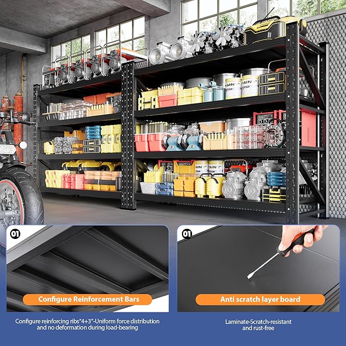 5000LBS Storage Shelves, Adjustable Industrial Shelving, 4 Tier Metal Shelving - Image 4