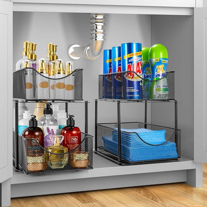 Sorbus 2 Tier Metal Under Sink Organizer - Image 2