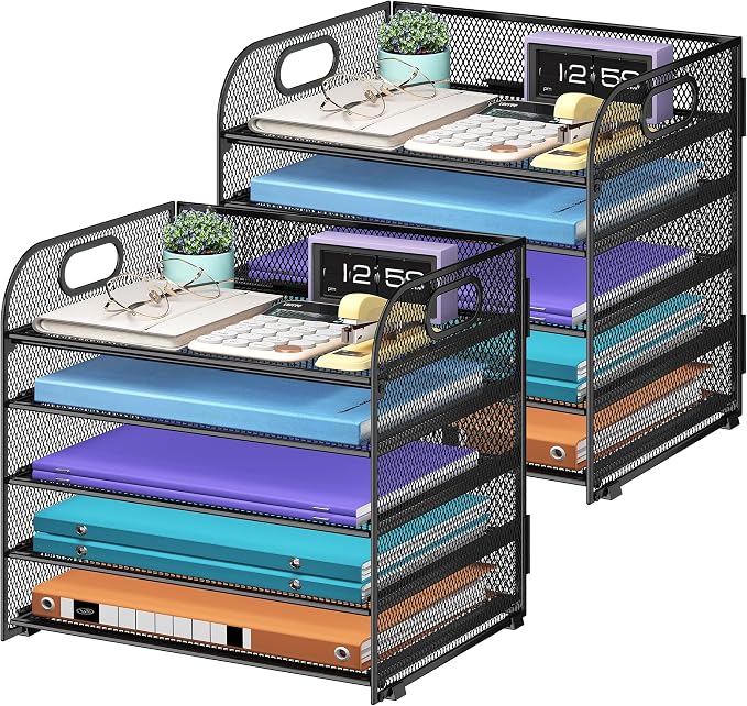 Cawukege 2 Pack 5 Tier Paper Organizer, Letter Tray by Cawukege