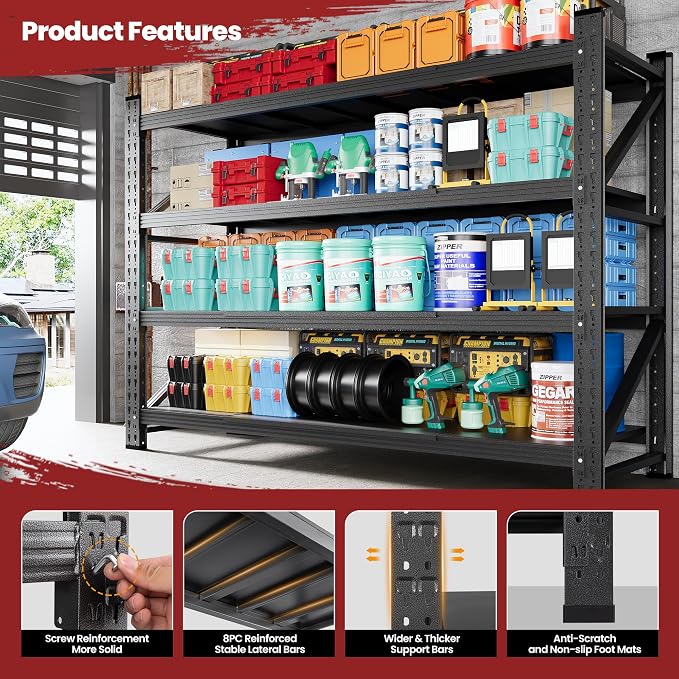 60" Wide Storage Shelves, 5000LBS Garage Shelving Heavy Duty, Standing Shelf - Image 3