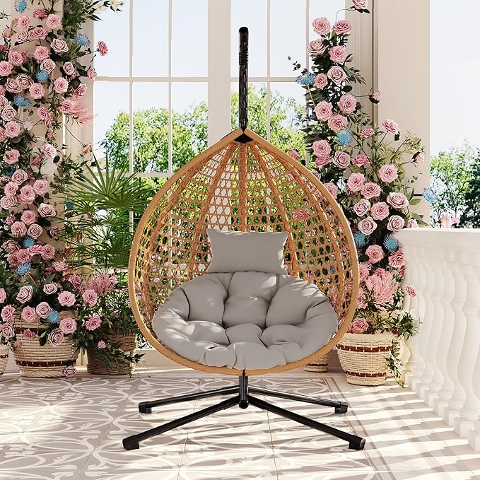 SOFTSEA Outdoor Wicker Egg Chair Hanging Basket Chair - Image 9
