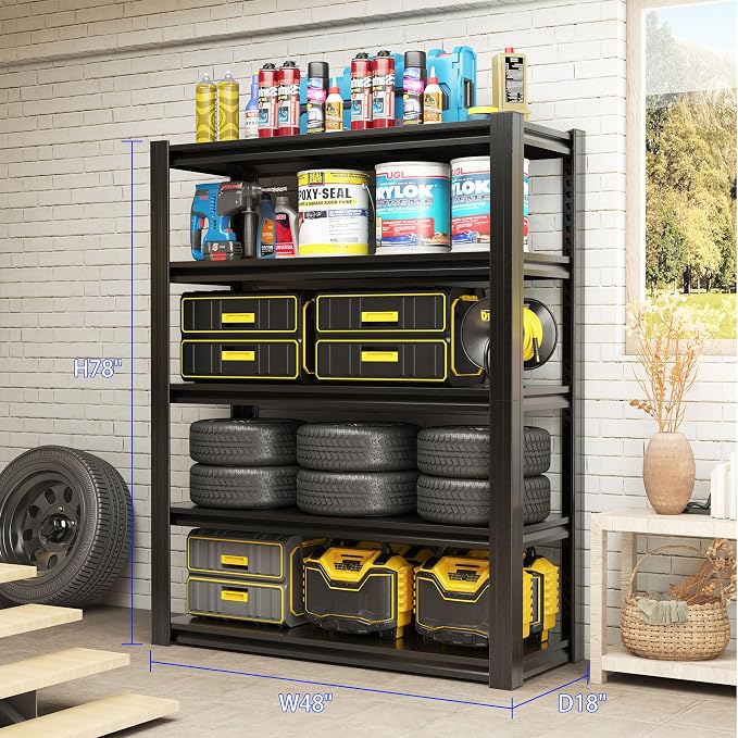 78" H Metal Storage Shelving, 3000LBS Heavy Duty Shelves Unit, Adjustable 5 - Image 2