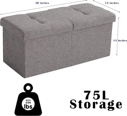 Storage Ottoman Bench Foldable Seat Footrest End of Bed Ottoman - Image 3