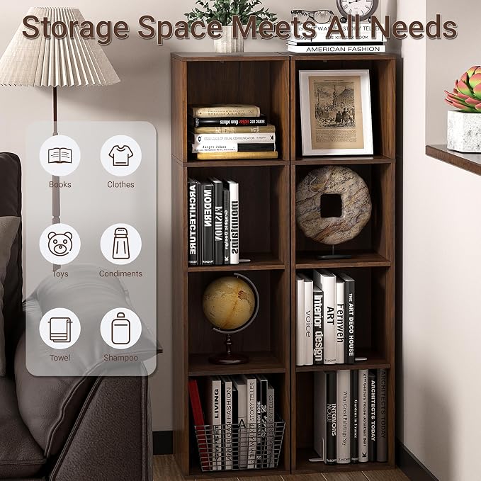 4Cube Storage Organizer, 4 Tier Cube Low Bookcase Freestanding Storage Display - Image 4