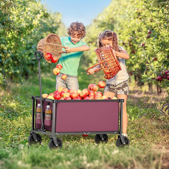 29.3" Collapsible Wagon Cart, 150L Heavy Duty Folding Utility Wagon - Image 9