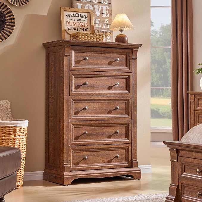 T4TREAM Farmhouse 5 Drawer Dresser by T4TREAMFurniture