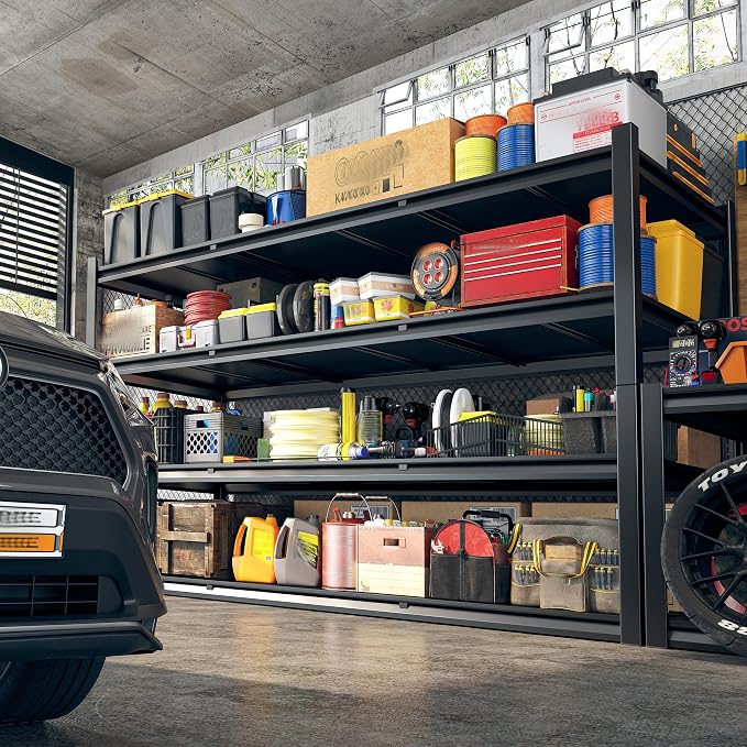 REIBII 60" W Garage Shelving, 2650LBS Heavy Duty Storage Shelves, 4 Tier by REIBII