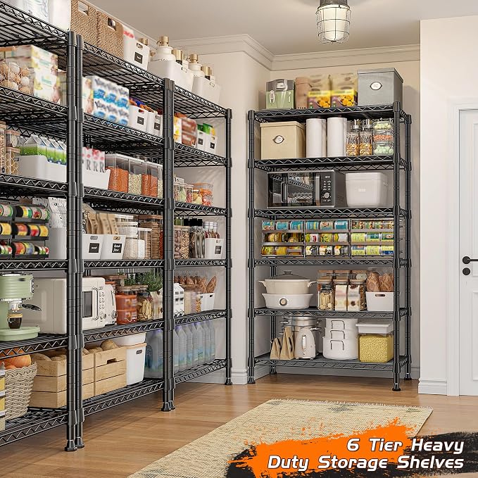 REIBII 6-Tier Metal Shelving Unit Storage Shelves, Sturdy Wire Shelving - Image 4