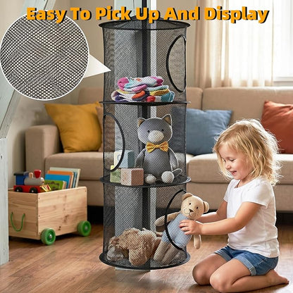 2Pcs Hanging Stuffed Animal Storage Hammock Net 3 Tiers, Holds Plushies - Image 5