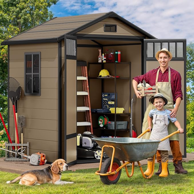 DWVO Outdoor Storage Shed, All-Weather Resin Plastic Storage Shed - Image 2
