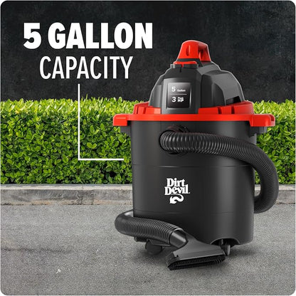 Dirt Devil 5 Gallon Corded Wet Dry Shop Vacuum, Heavy Duty Vacuum - Image 3