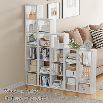Tall Cube Storage Organizer Bookcase, 6 Tier 11 inch Open Back Cubical Shelf - Image 5