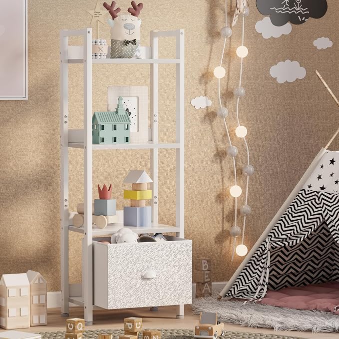Furologee White 4 Tier Bookshelf - Image 2