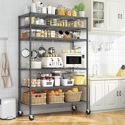Romorgniz Storage Shelves with Wheels, 6 Tier Wire Shelving Adjustable Metal - Image 9
